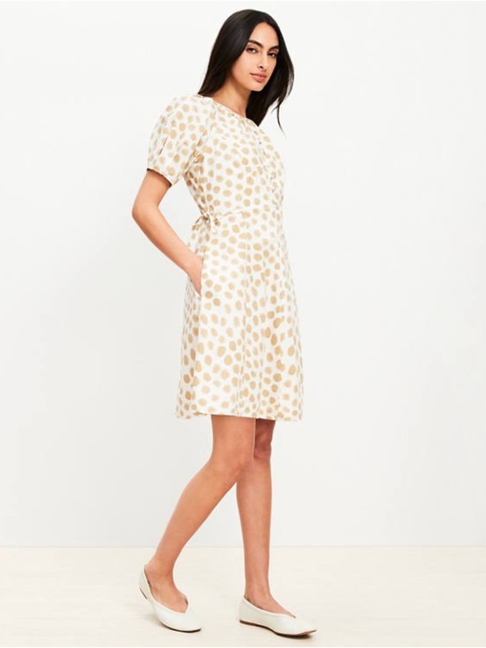 LOFT Dotted Side Tie Mini Pocket Dress 6